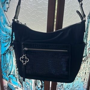 Brighton Blk nylon & leather Large Organizer Shoulder Bag, with Box, Dust Bag